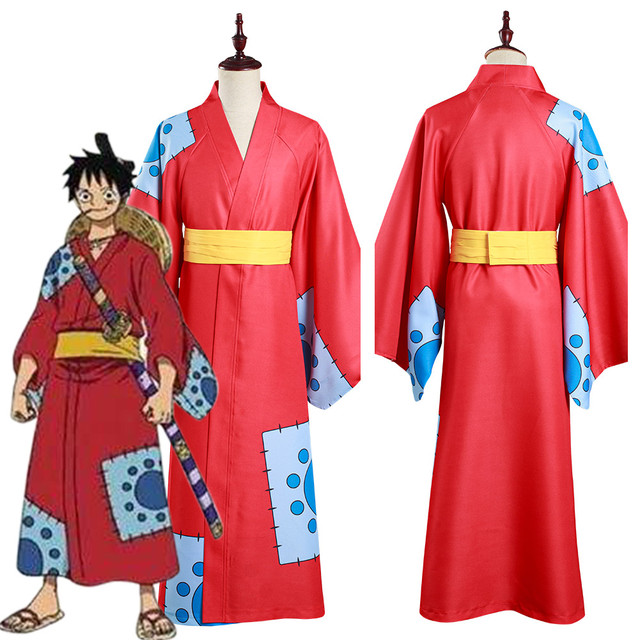 One Piece Wano Country Monkey D. Luffy Cosplay Costume Kimono